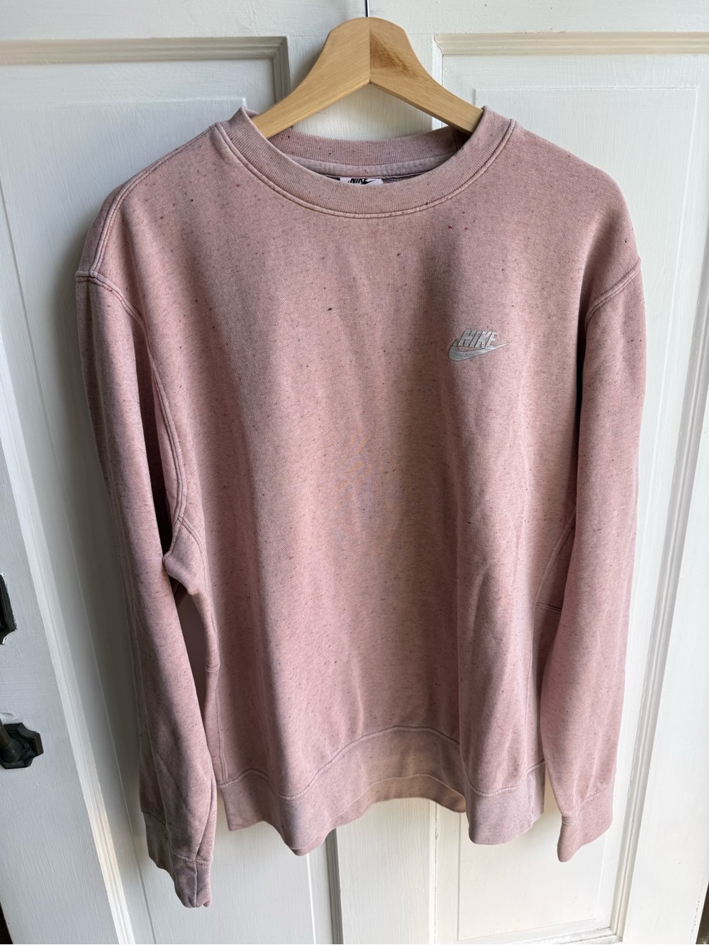 Nike Pink Speckled Crew Sweatshirt with Small Logo
